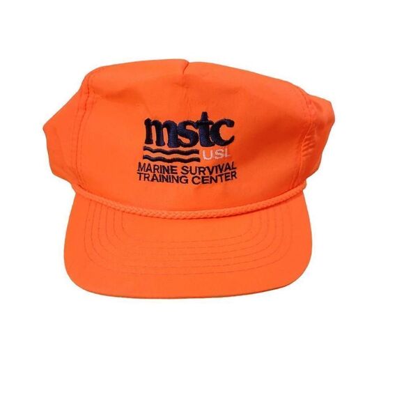 Vintage Oilfield Offshore MSTC Marine Survival Training Center Orange Truckers H - Picture 1 of 3